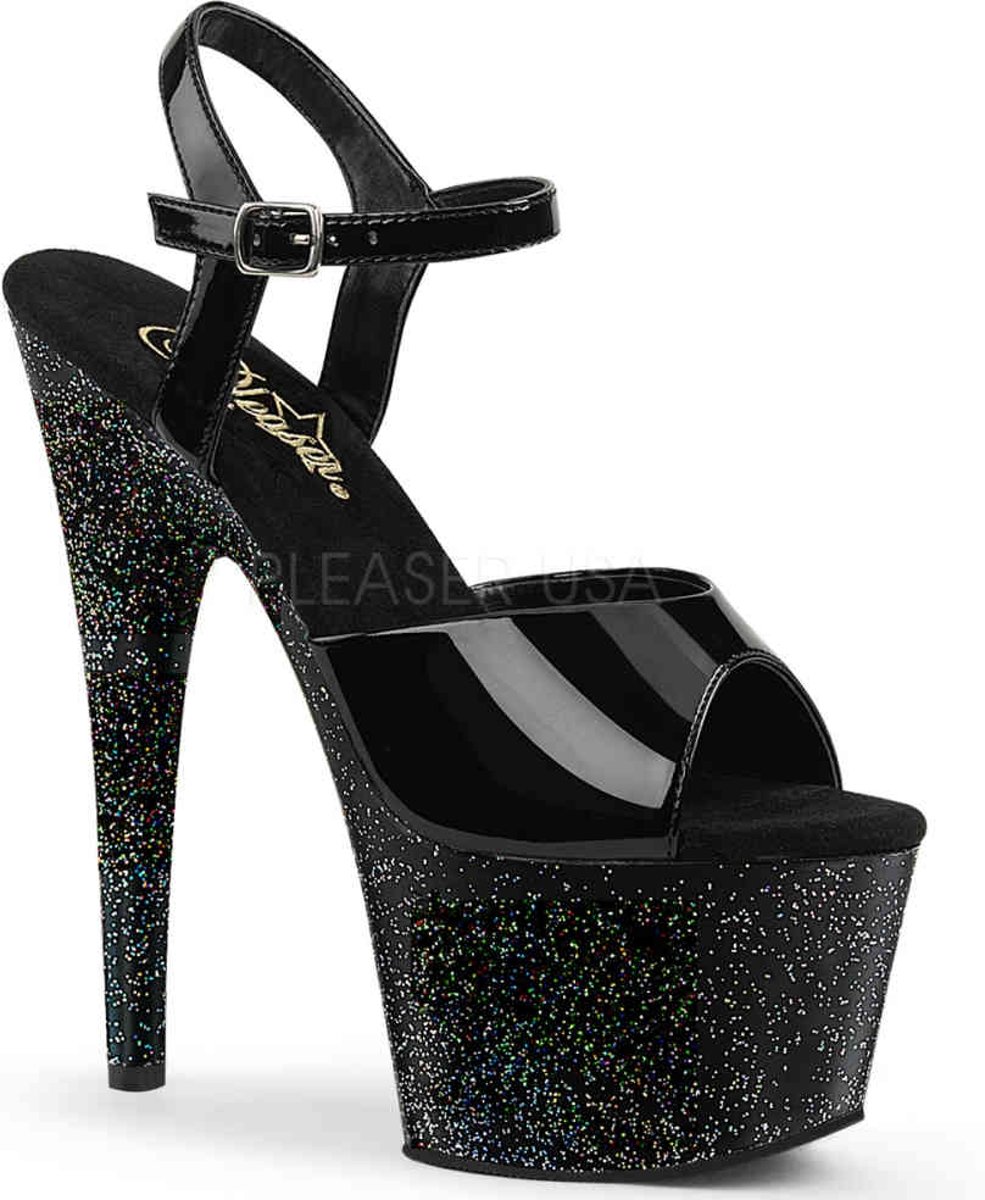 EU 36 = US 6 | ADORE-709MG | 7 Heel, 2 3/4 PF Ankle Strap Sandal w/Mini Glitter